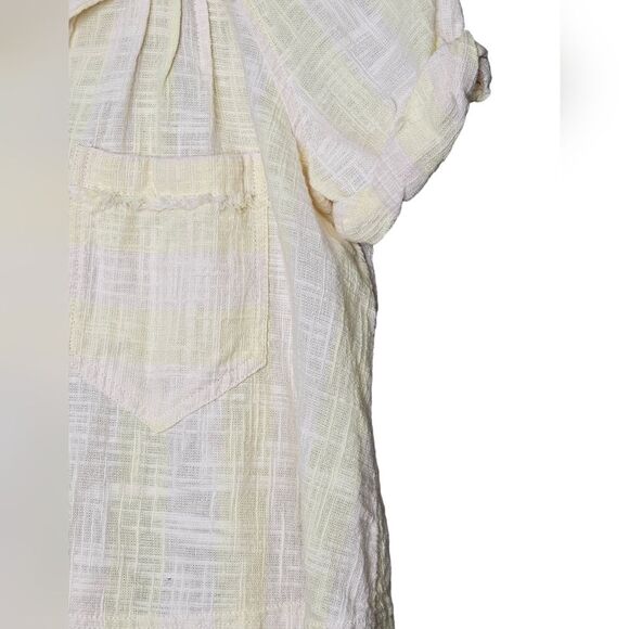 Free People We The Free Away At Sea Yellow Striped Frayed Hem Top size S - Picture 8 of 12